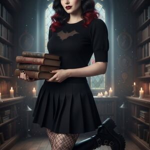 Hell Bunny Black Bat Cutout Knit Top  Goth Rockabilly Style Small Vamp Romantic